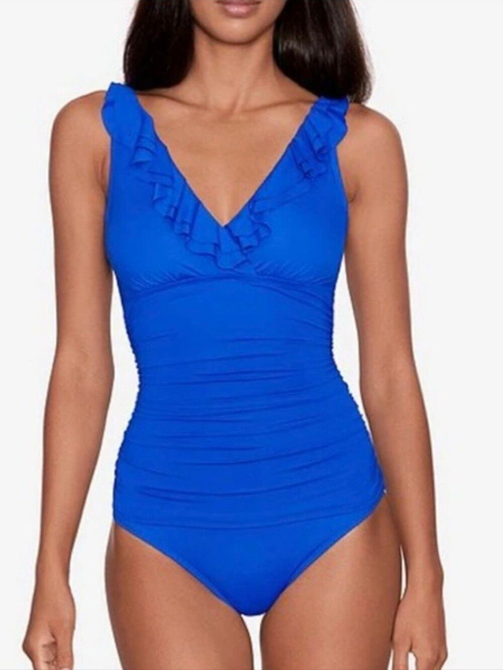 RALPH LAUREN BEACH CLUB RUFFLR ONE PIECE TOYAL BLUE BATHING SUIT- NWT sz.10